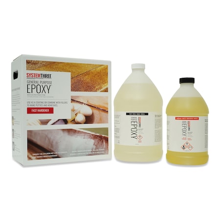 System Three Resins General Purpose Epoxy Resin with No 1 Fast Hardener, 1.5 Gallons, Medium Amber 0101K46